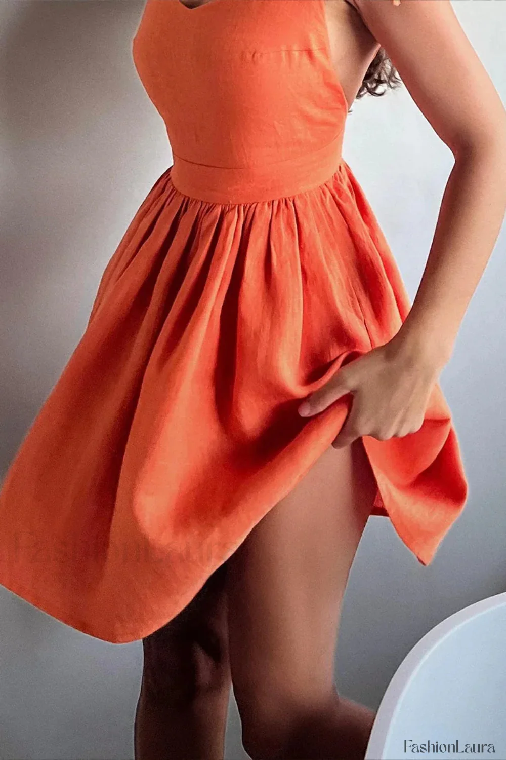 Cotton Halter High Waist Strappy Mini Dress - Image 28