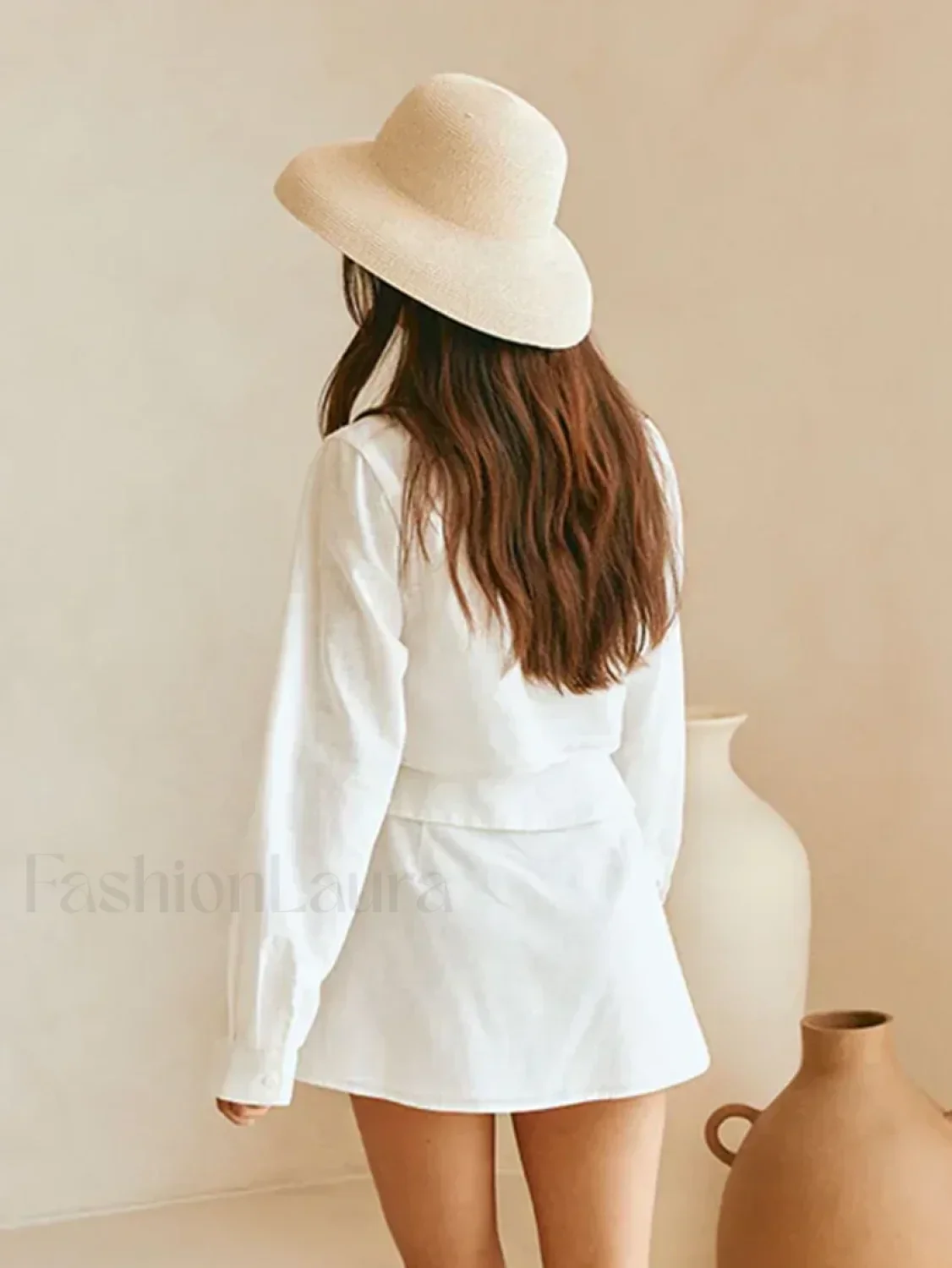 Cotton Long Sleeve Skirt Pajama Two Piece Set - Image 3