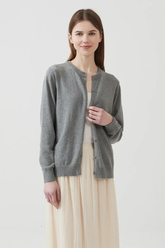 Cotton Round Neck Cardigan - Image 2