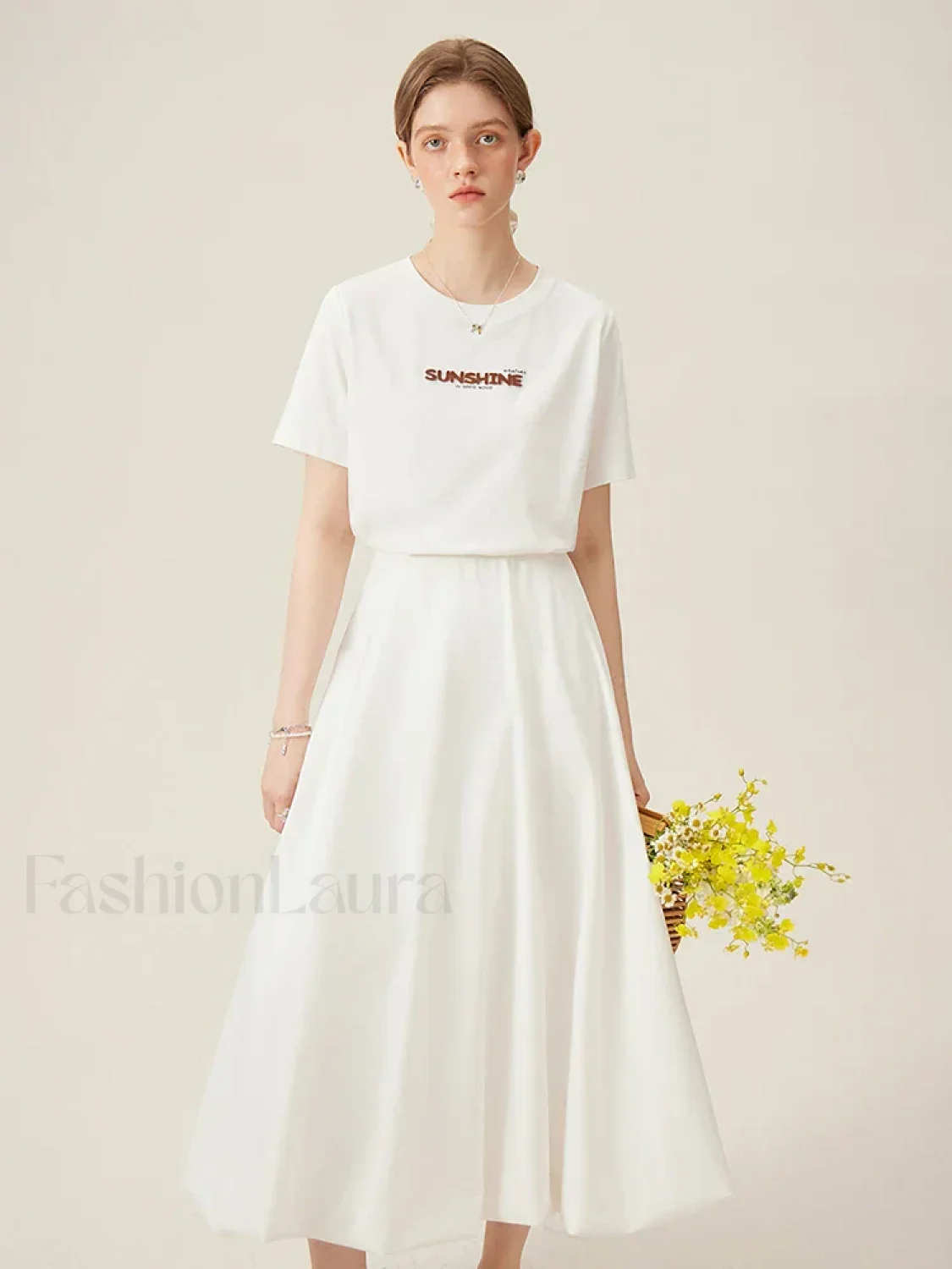 Cotton Round Neck Shoulder Embroidered Pink T-Shirt - Image 3