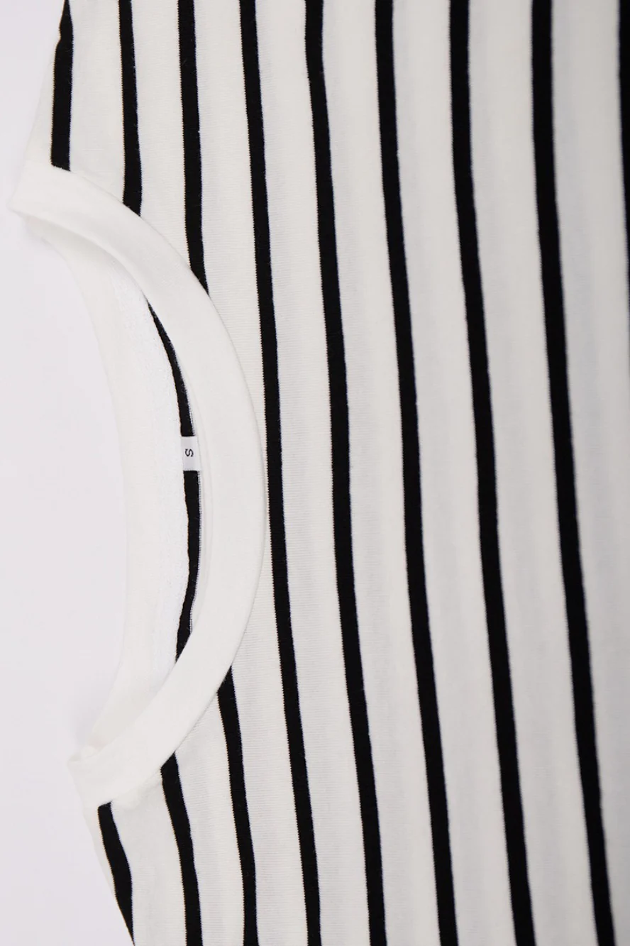 Cotton Striped Crew Neck Long Sleeve Tee - Image 11