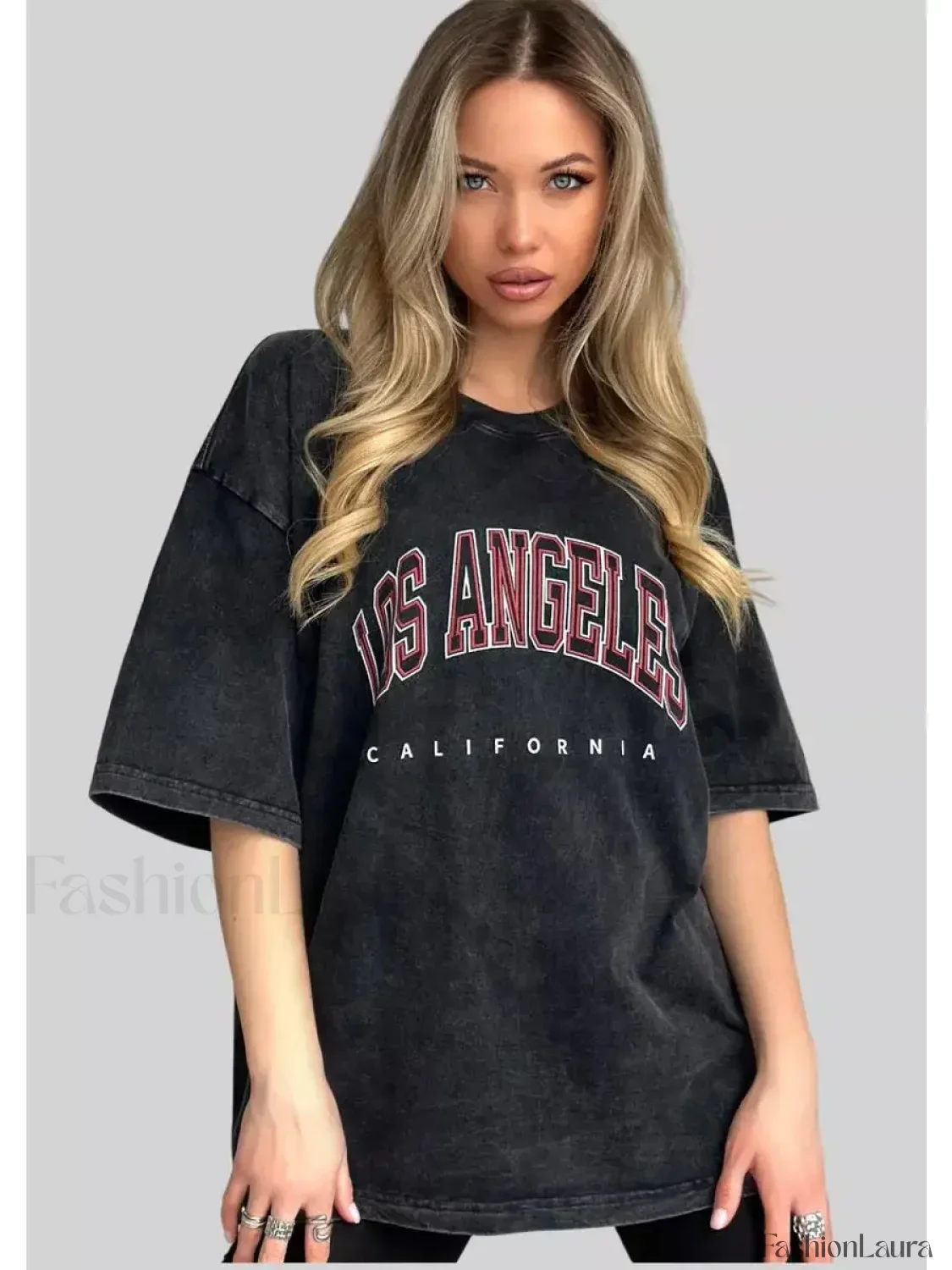 Cotton Washed Los Angeles Callfornia Print T-Shirt - Image 12