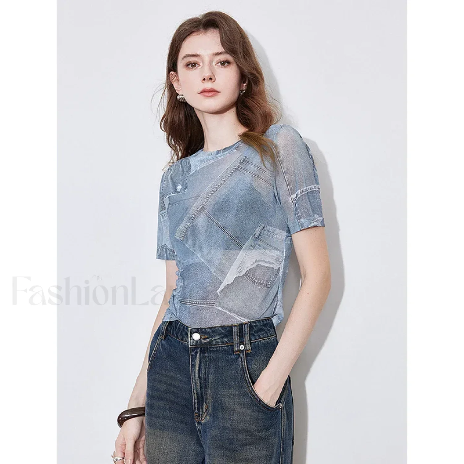 Cowboy Patchwork See-through T-Shirt