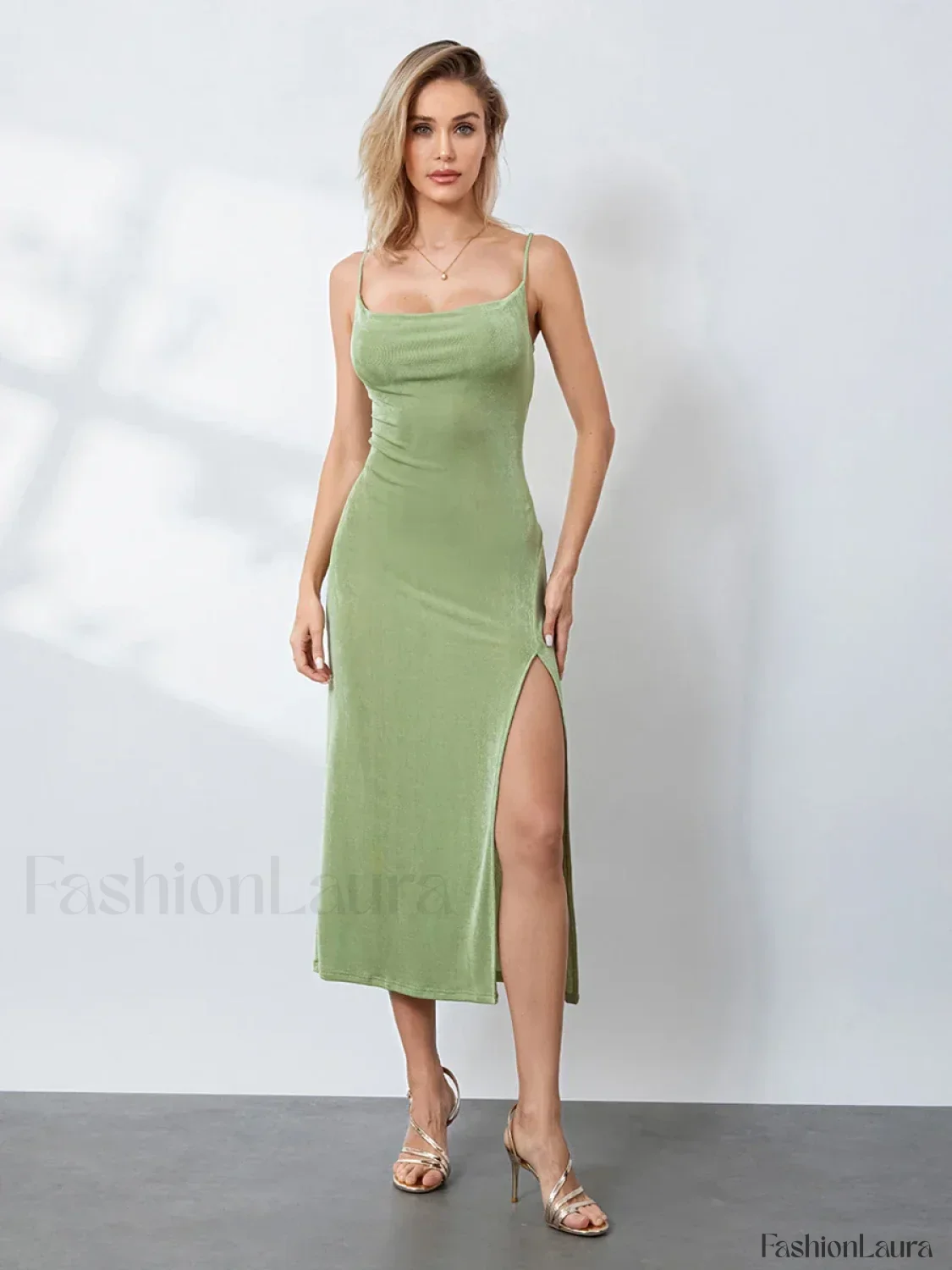 Cowl-Neck Slip Midi Dress - Image 15