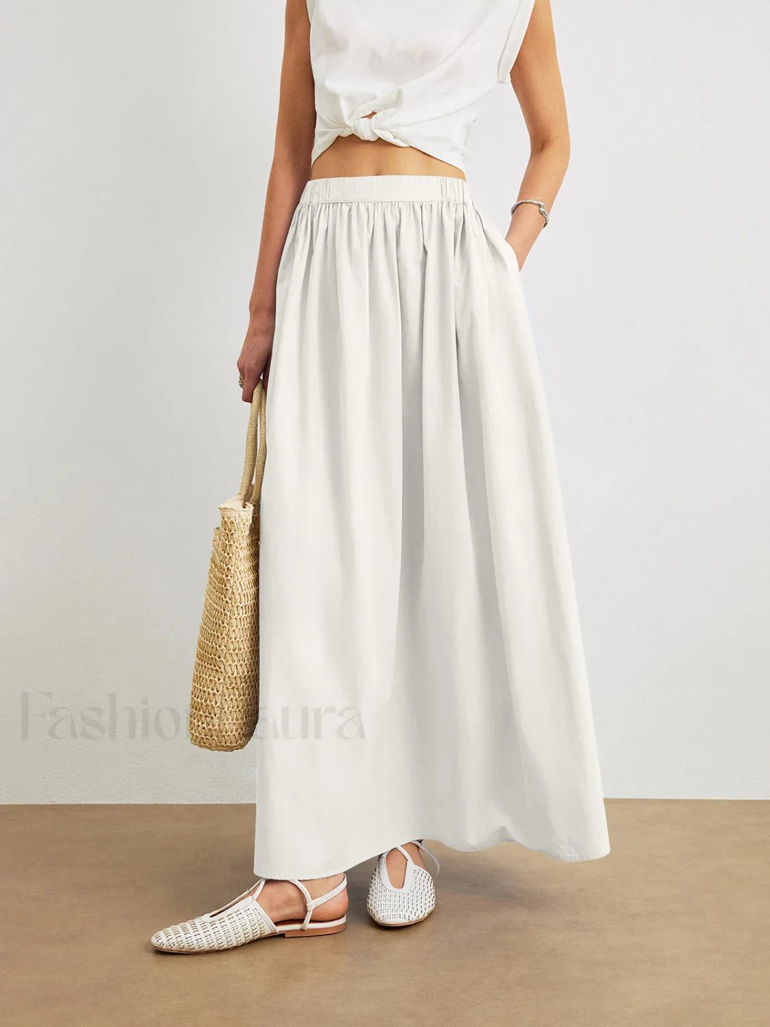 Cotton A-Line Skirt With Pockets - Image 10