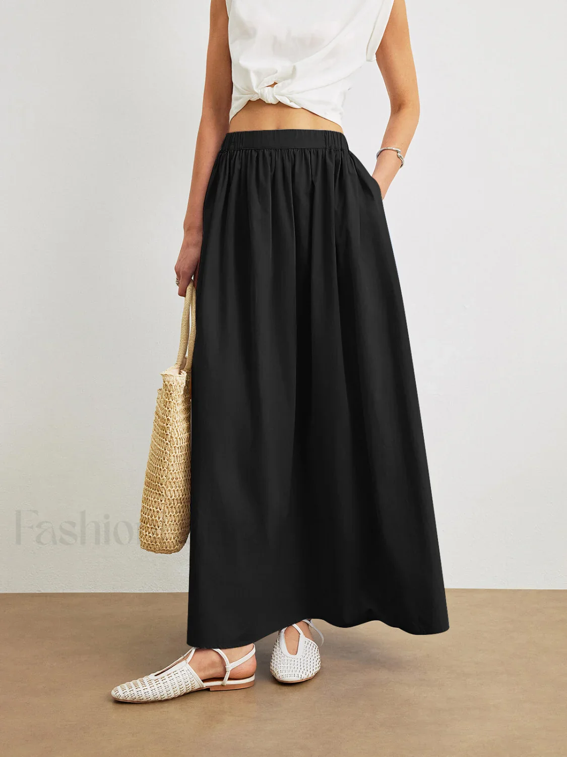 Cotton A-Line Skirt With Pockets - Image 8