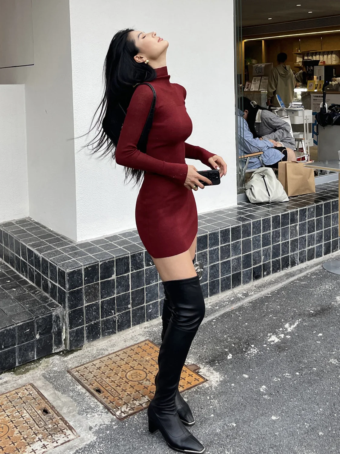 Tulle Sheer Panel Sweater Dress - Image 2