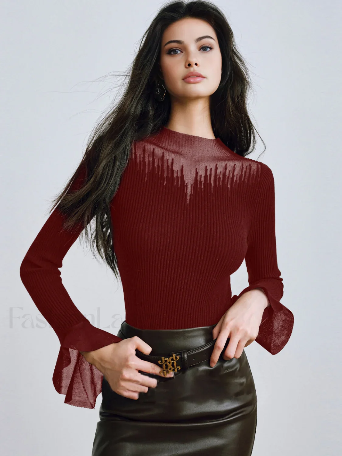 Ruffle Sleeve Thin Sweater - Image 11