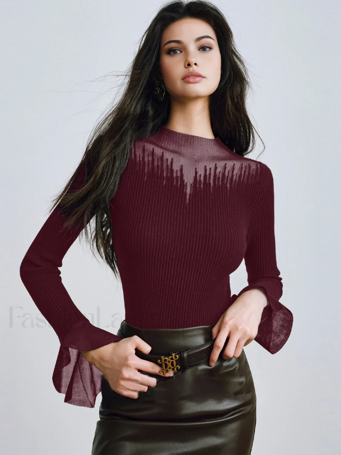 Ruffle Sleeve Thin Sweater - Image 7