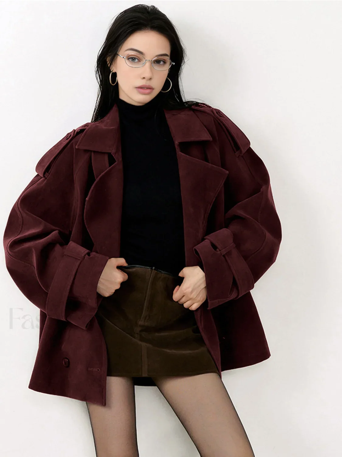 Lapel Loose Suede Jacket - Image 6