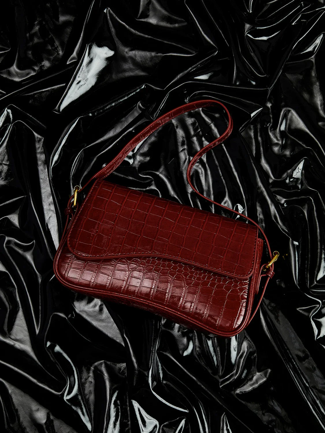 Buckle Checkered Small Armpit Bag - Image 14