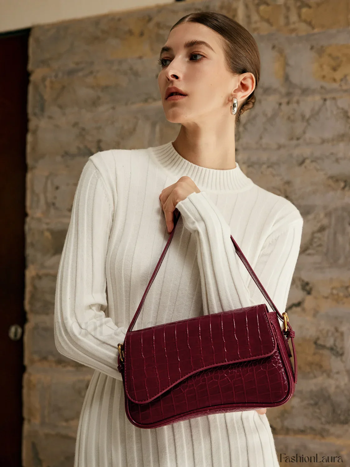 Buckle Checkered Small Armpit Bag - Image 16