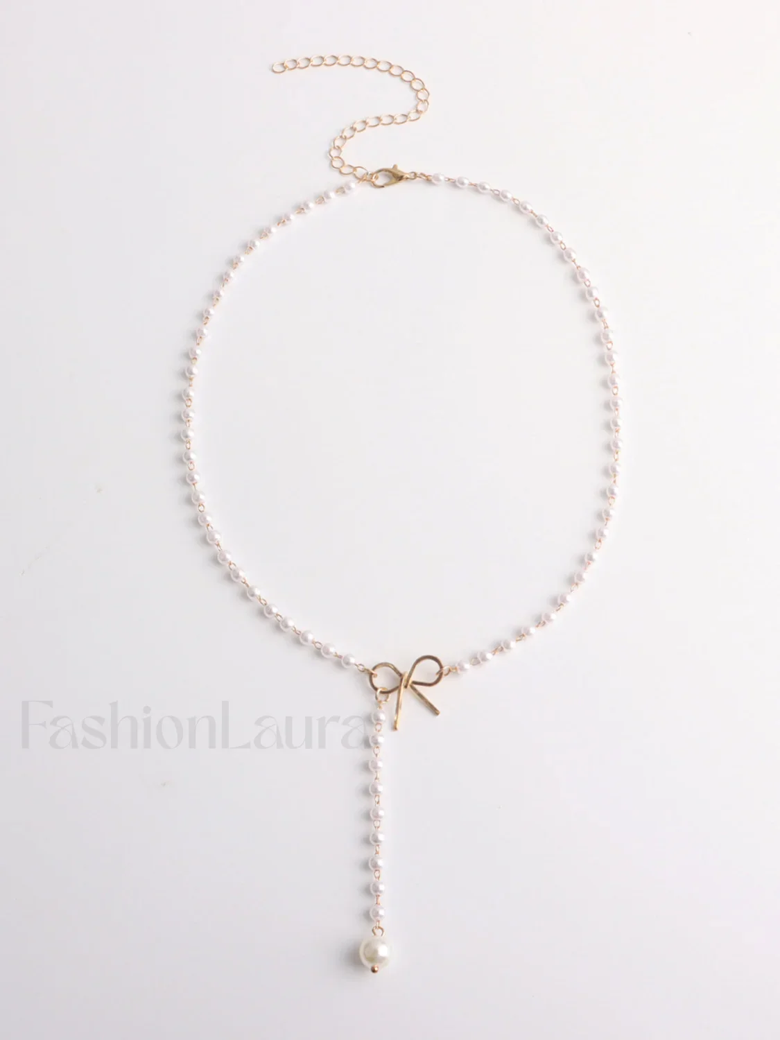 Pearl Bow Knot Pendant Necklace - Image 3