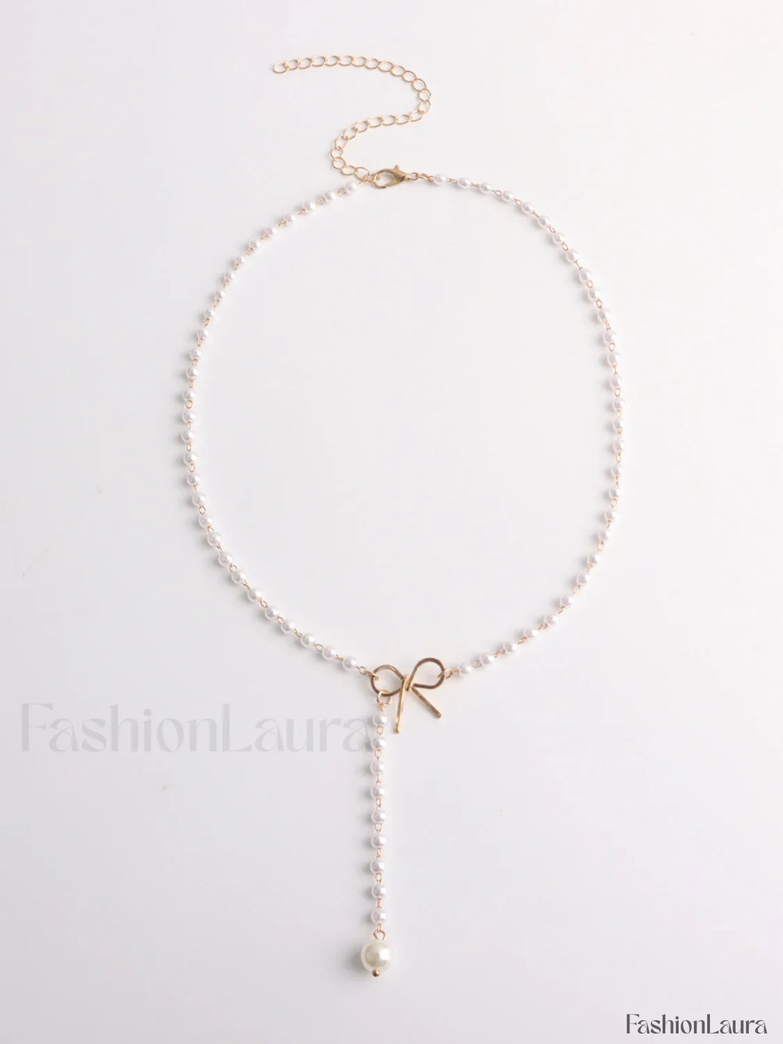Pearl Bow Knot Pendant Necklace - Image 7