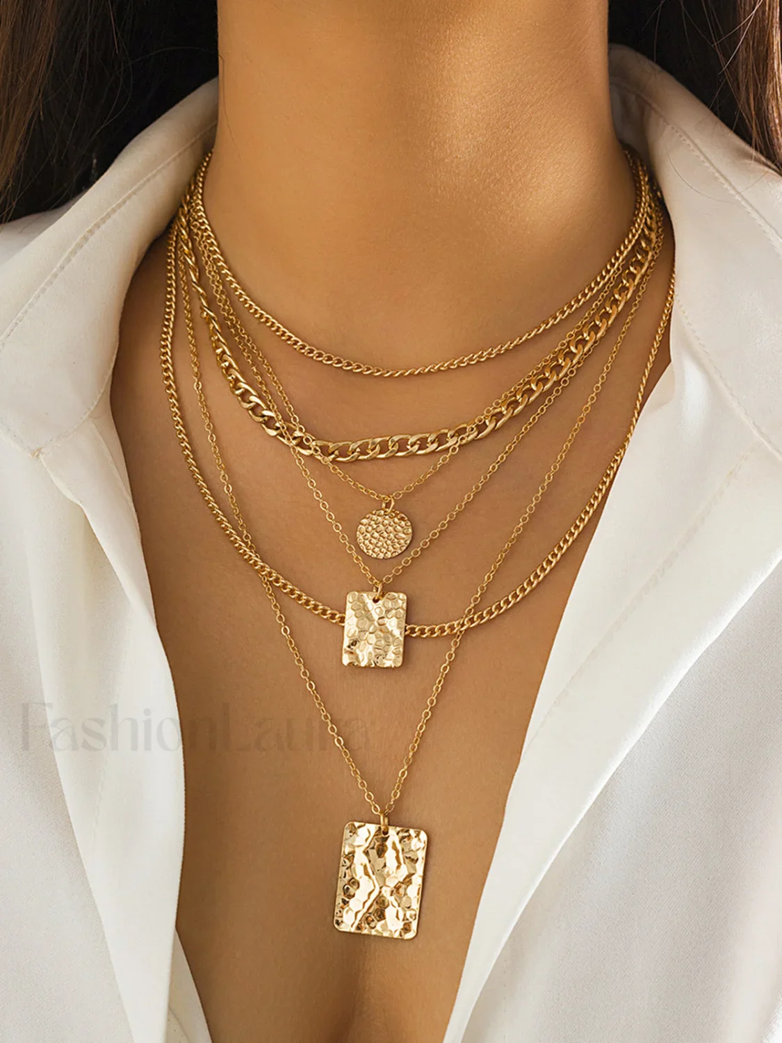 Multi Strand Gold Layered Necklace - Image 6