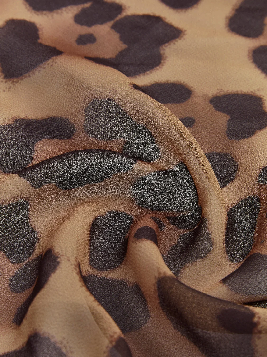 Leopard Print Semi-Sheer Ruffle V-Neck Blouse - Image 12