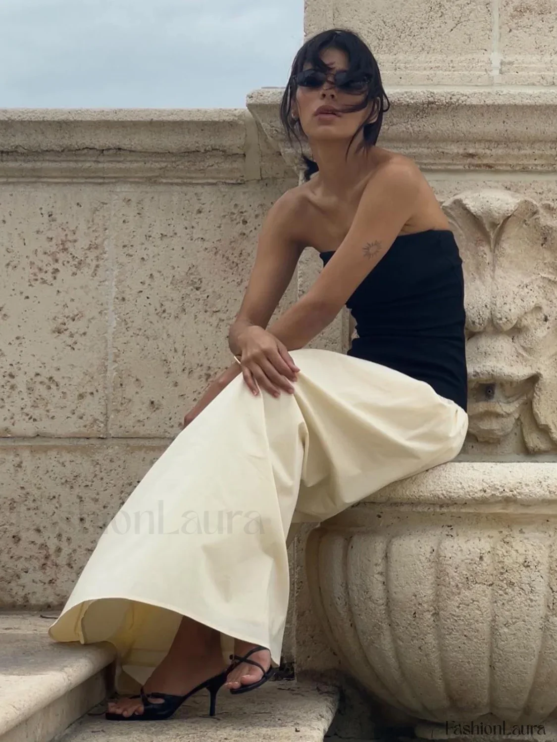 Contrast Color Tube Long Dress - Image 10