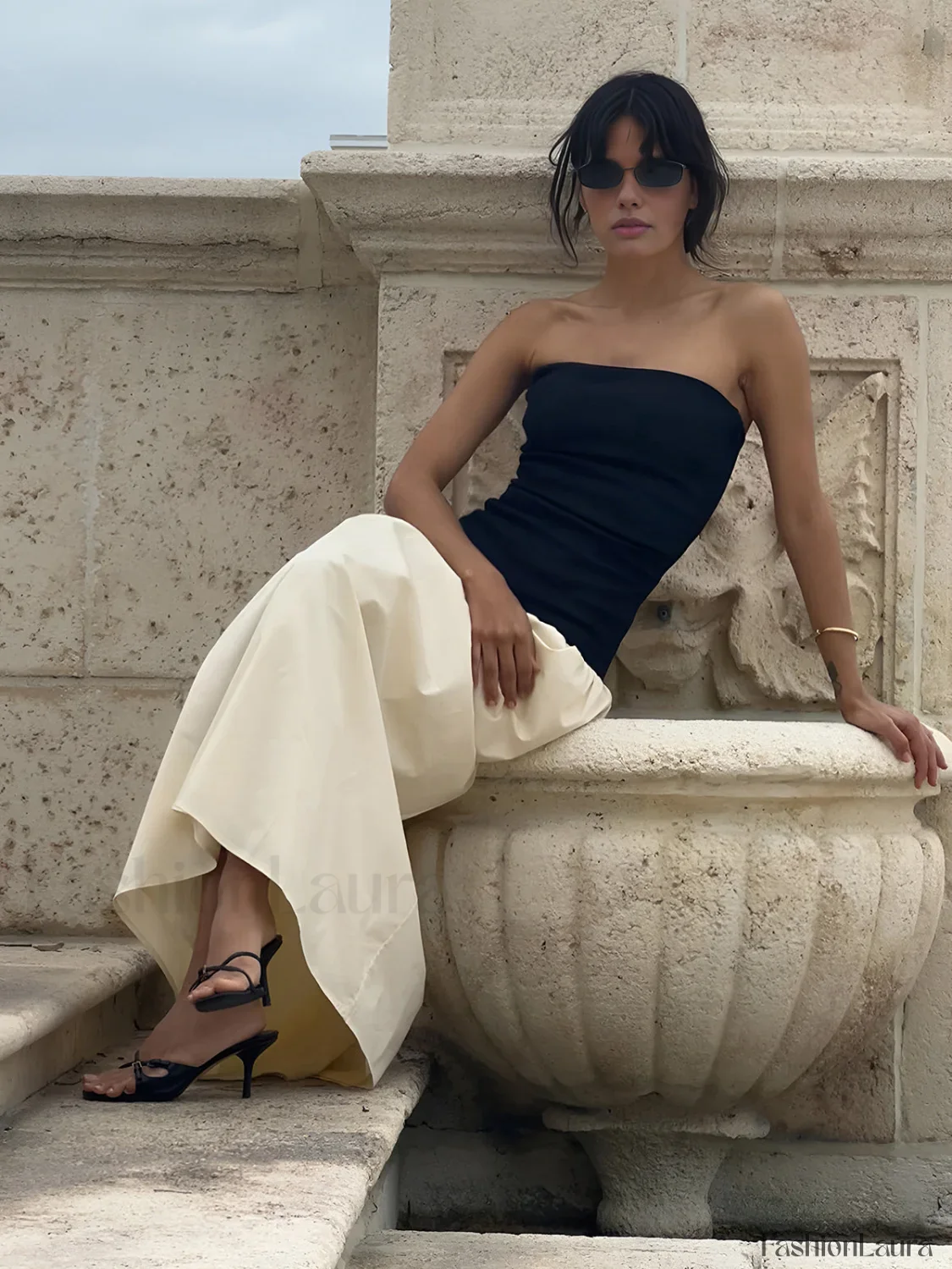 Contrast Color Tube Long Dress - Image 11