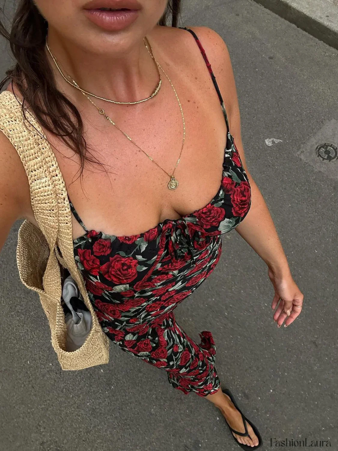 Bulgarian Roses Floral Cami Long Dress - Image 23