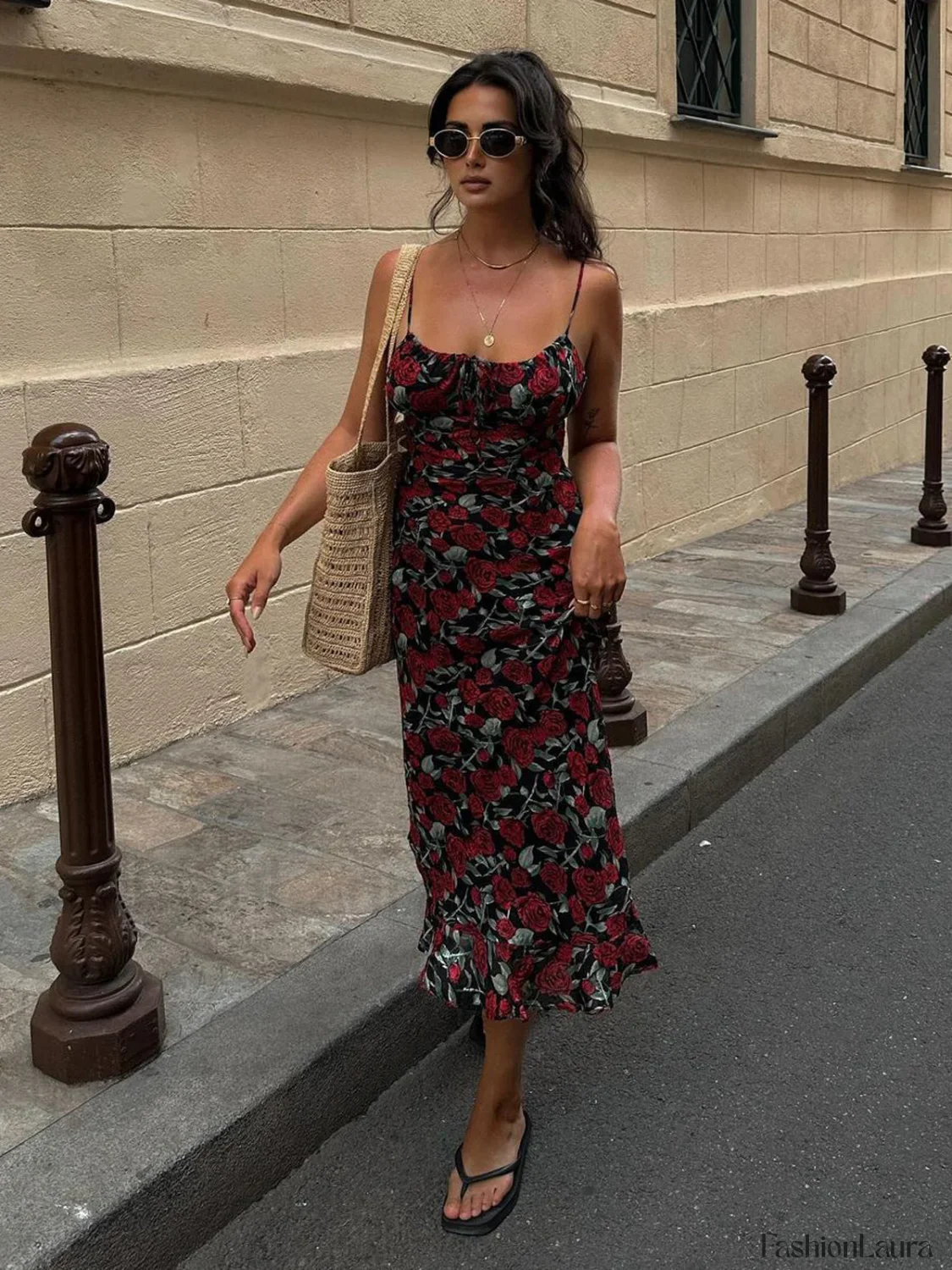 Bulgarian Roses Floral Cami Long Dress - Image 24