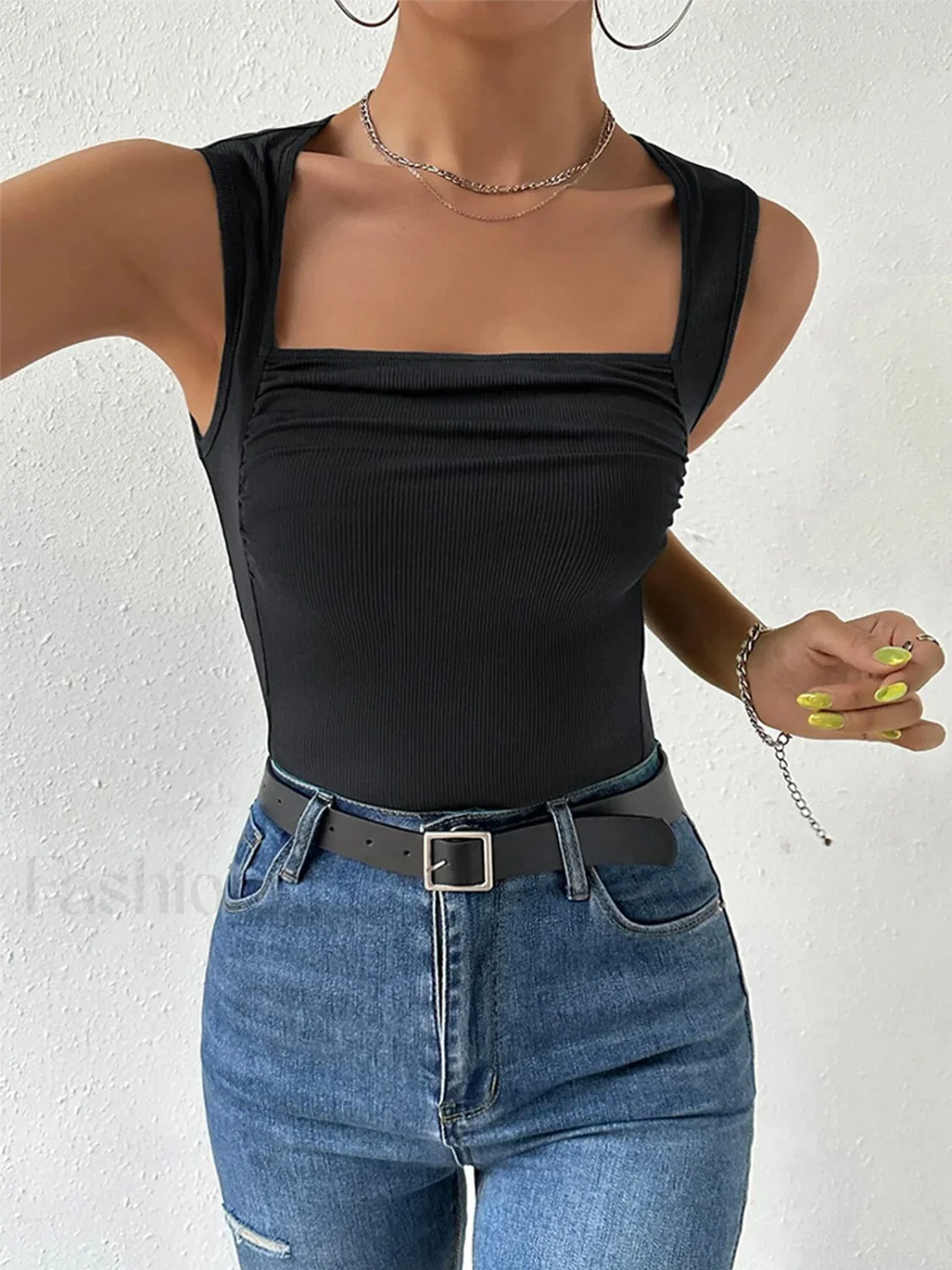 Solid Square Neck Strappy Top - Image 13