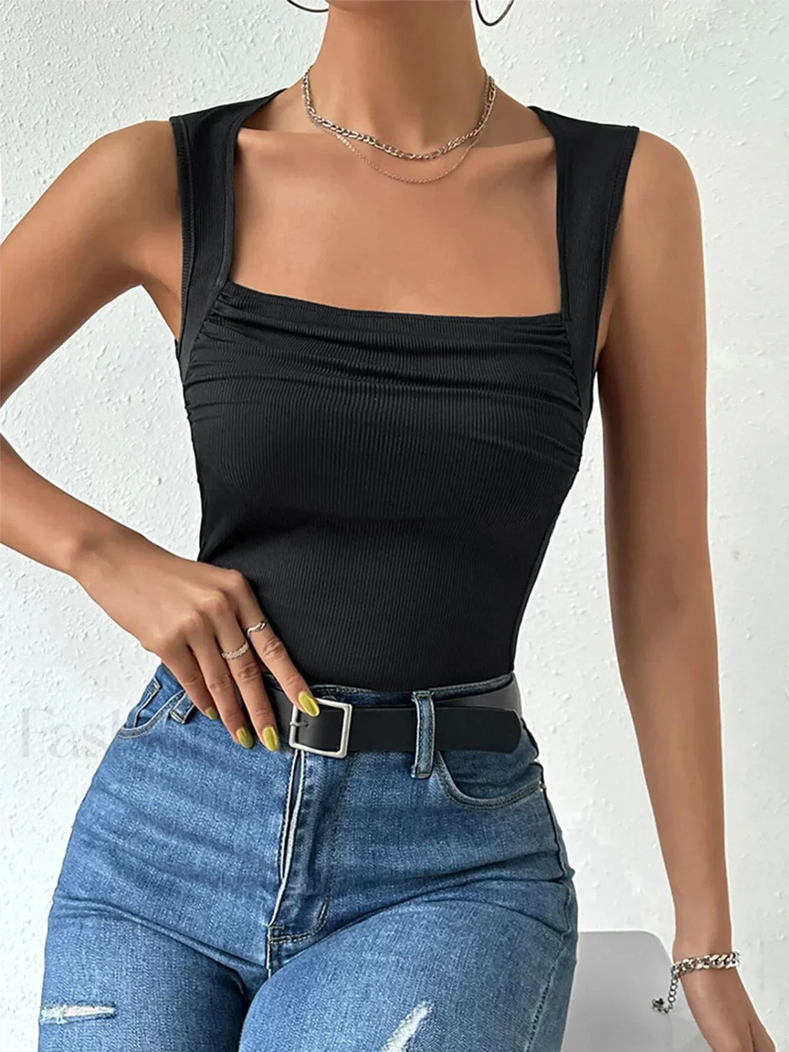 Solid Square Neck Strappy Top - Image 14