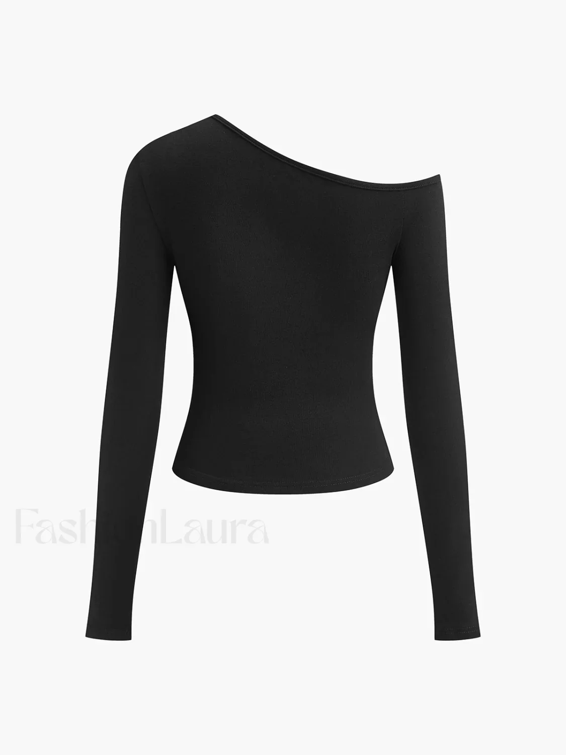 Cut Out Asymmetric Off Shoulder Slinky Long Sleeve Shirt - Image 11