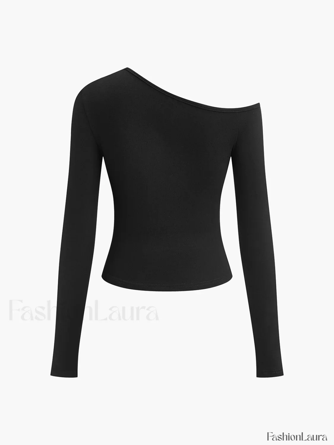 Cut Out Asymmetric Off Shoulder Slinky Long Sleeve Shirt - Image 20