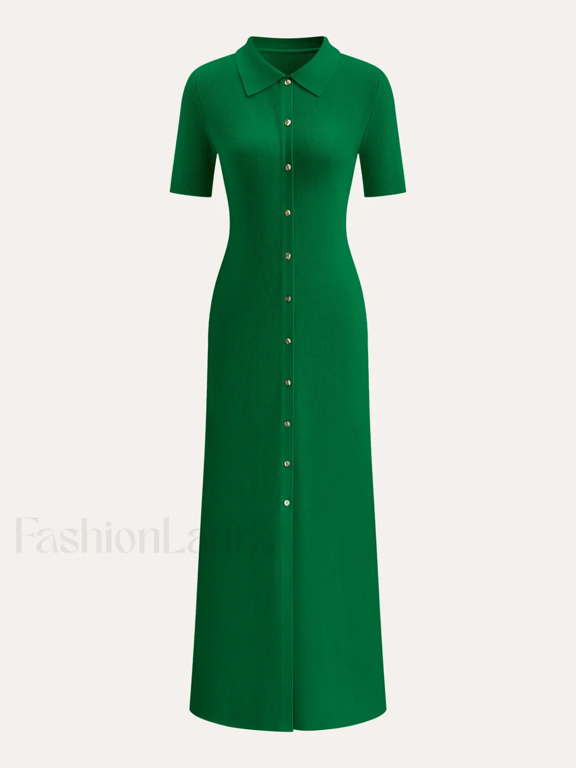 Metal Button Collar Midi Dress - Image 11
