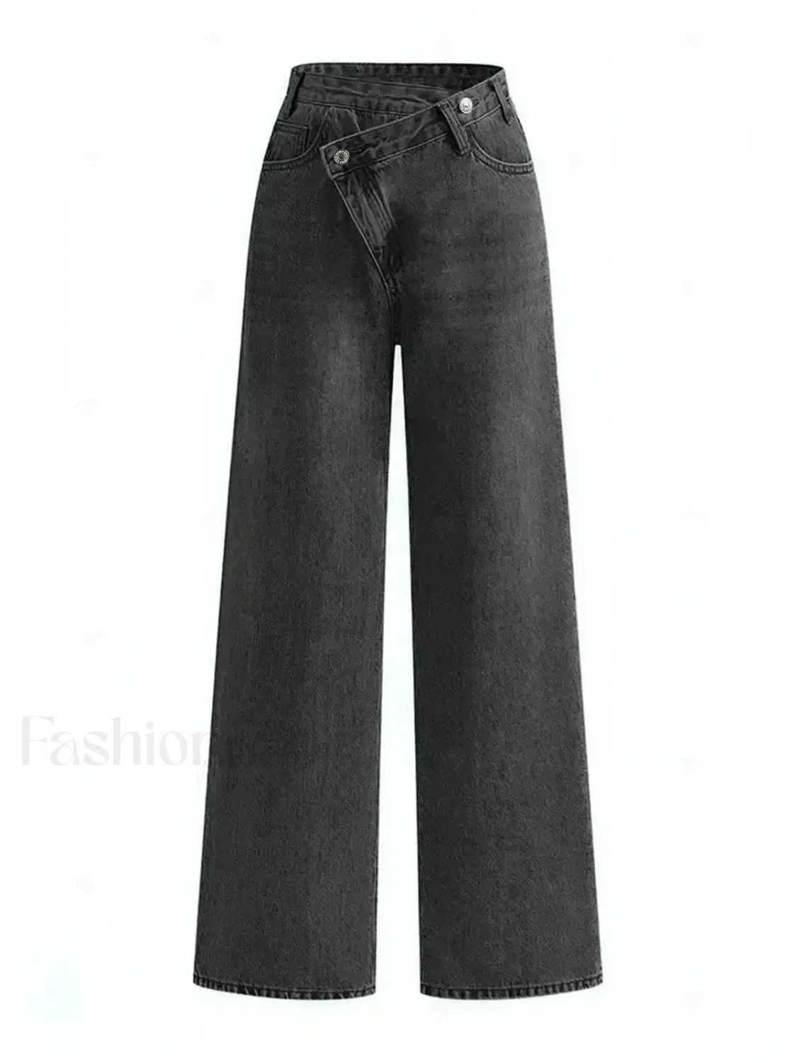Asymmetric Waist Wide-Leg Jeans - Image 6