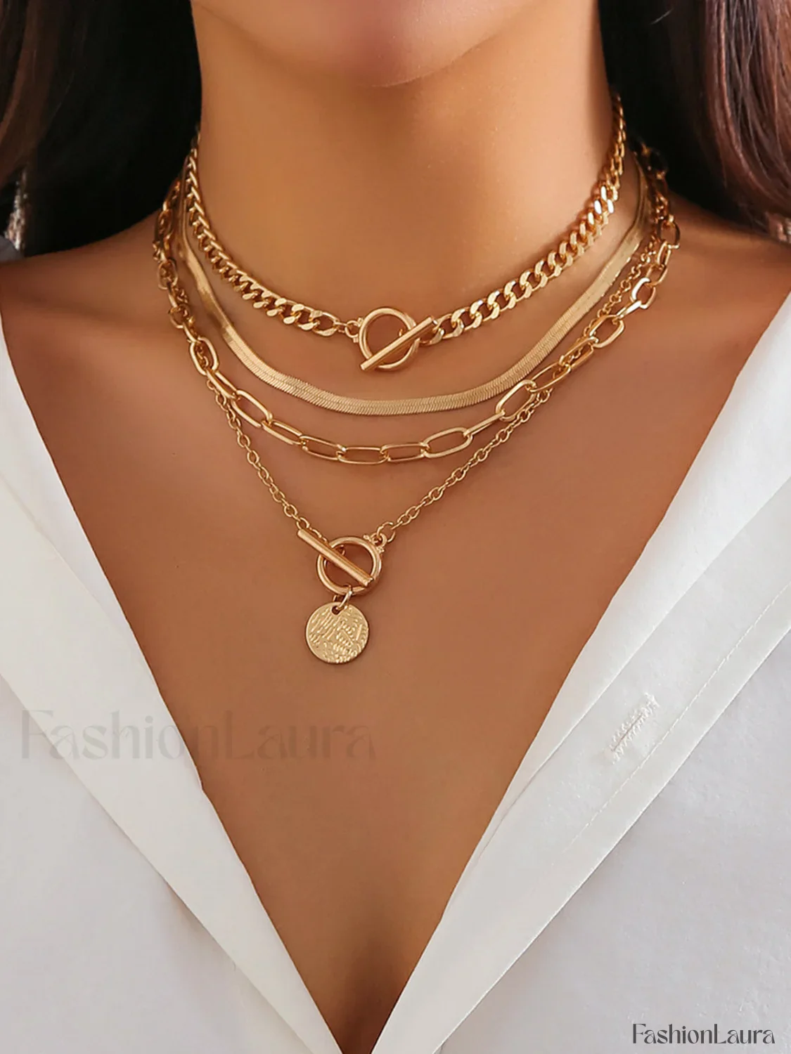 4pcs Chunky Stacking Pendant Necklace - Image 7