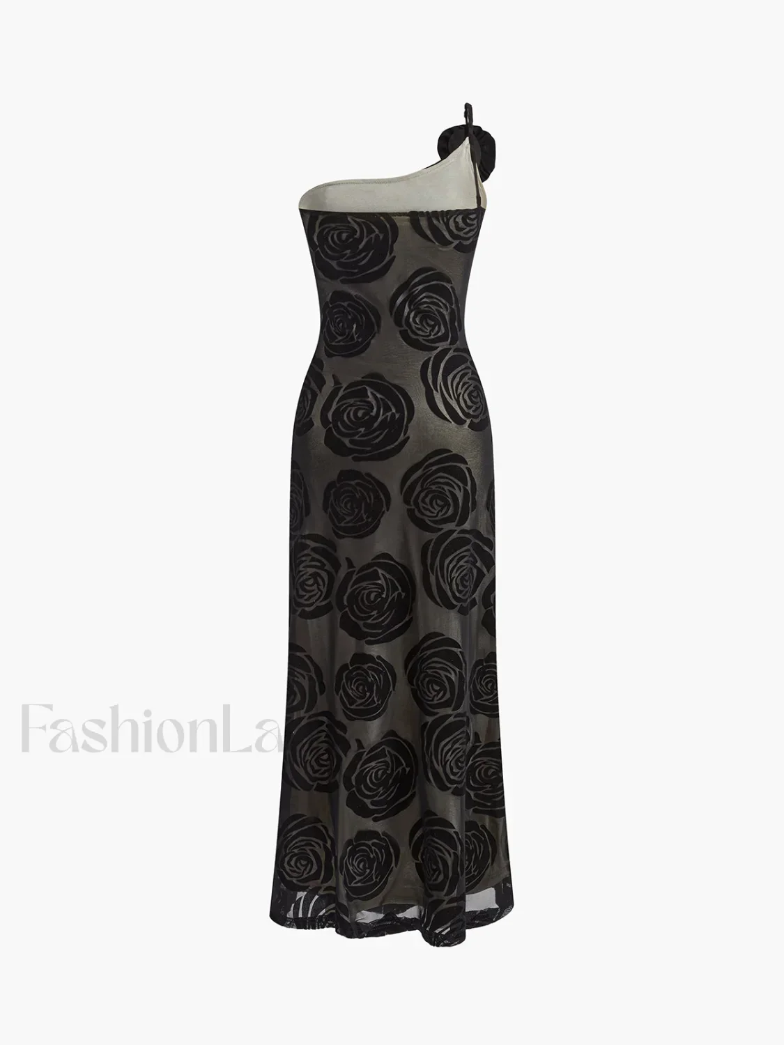 Jacquard Floral Asymmetrical Long Dress - Image 3