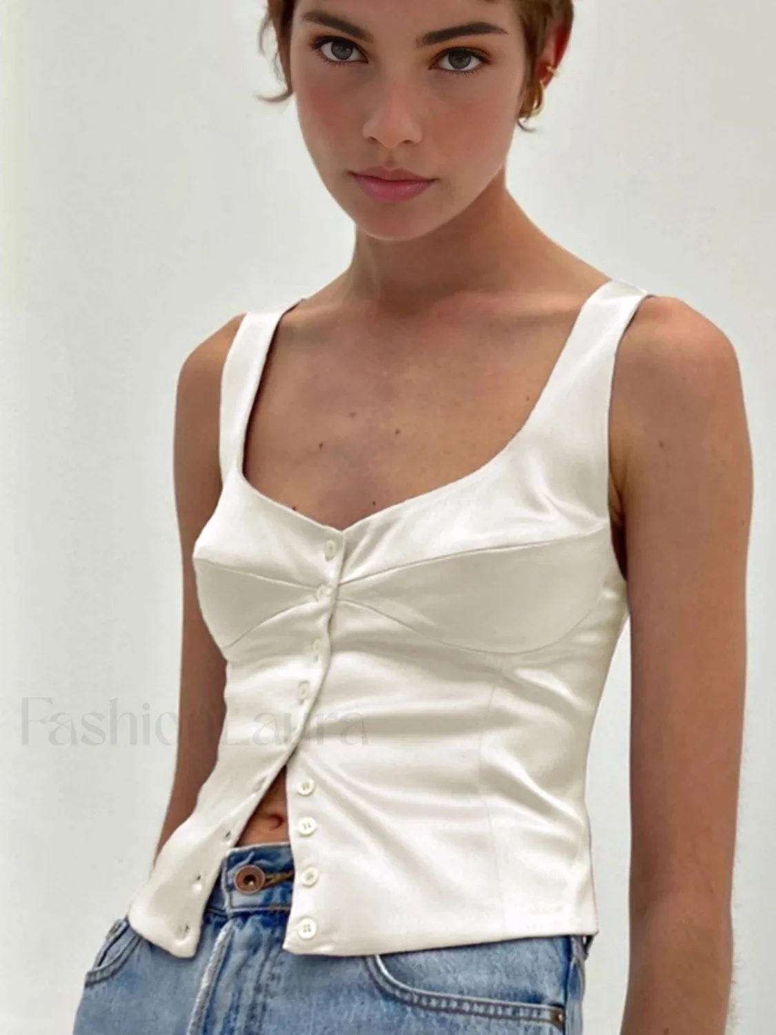 Casual Button-Front Strappy Top - Image 2