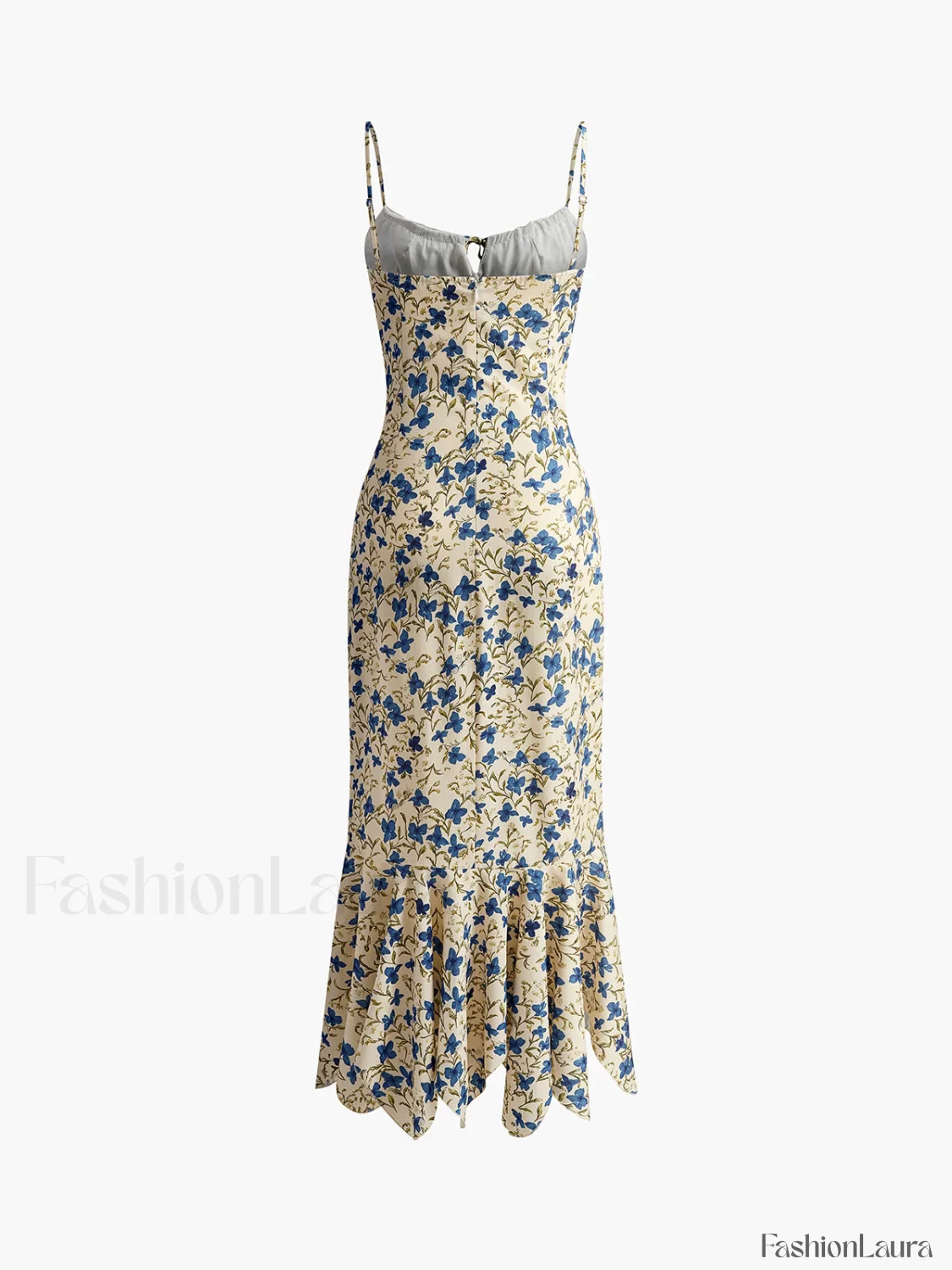 Floral Print Knotted Irregular Hem Long Dress - Image 10