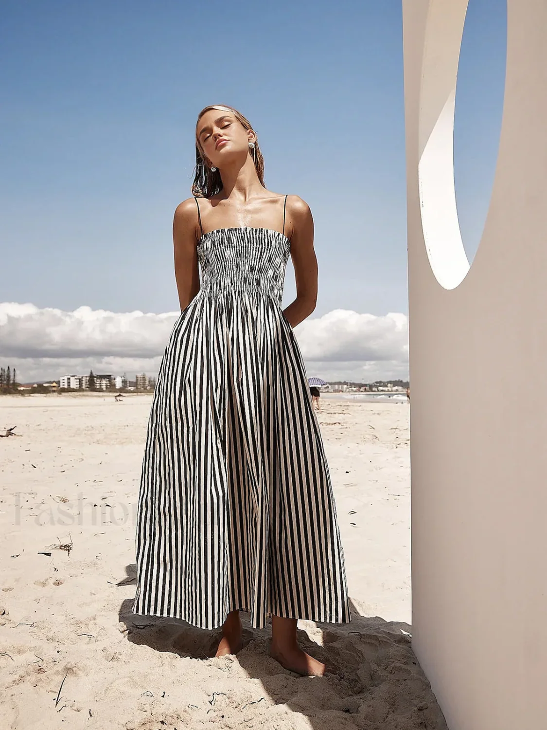 Sleeveless Pinstripe Long Dress - Image 13