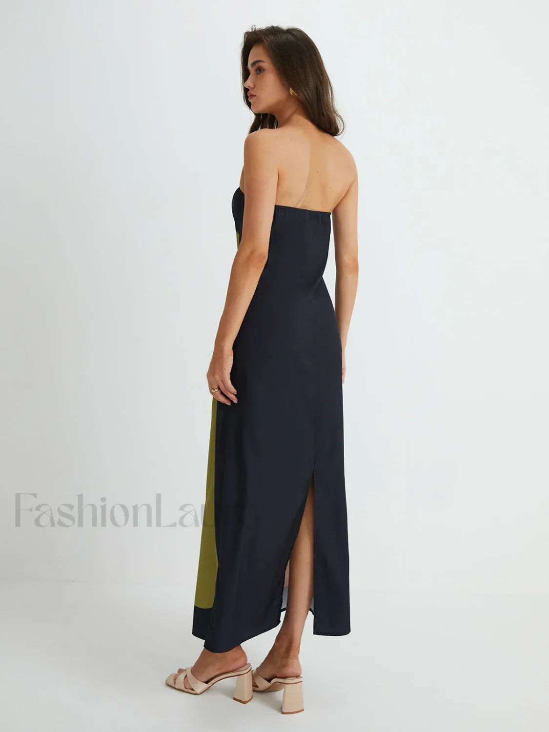 Large Floral Print Split Tube Maxi Dress - Image 3