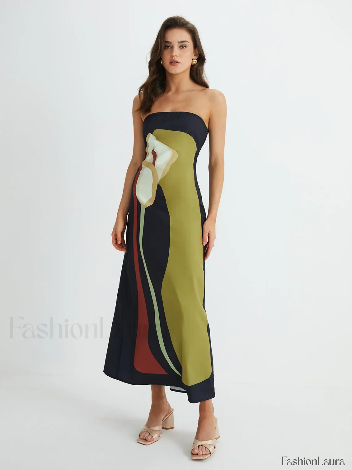 Large Floral Print Split Tube Maxi Dress - Image 30