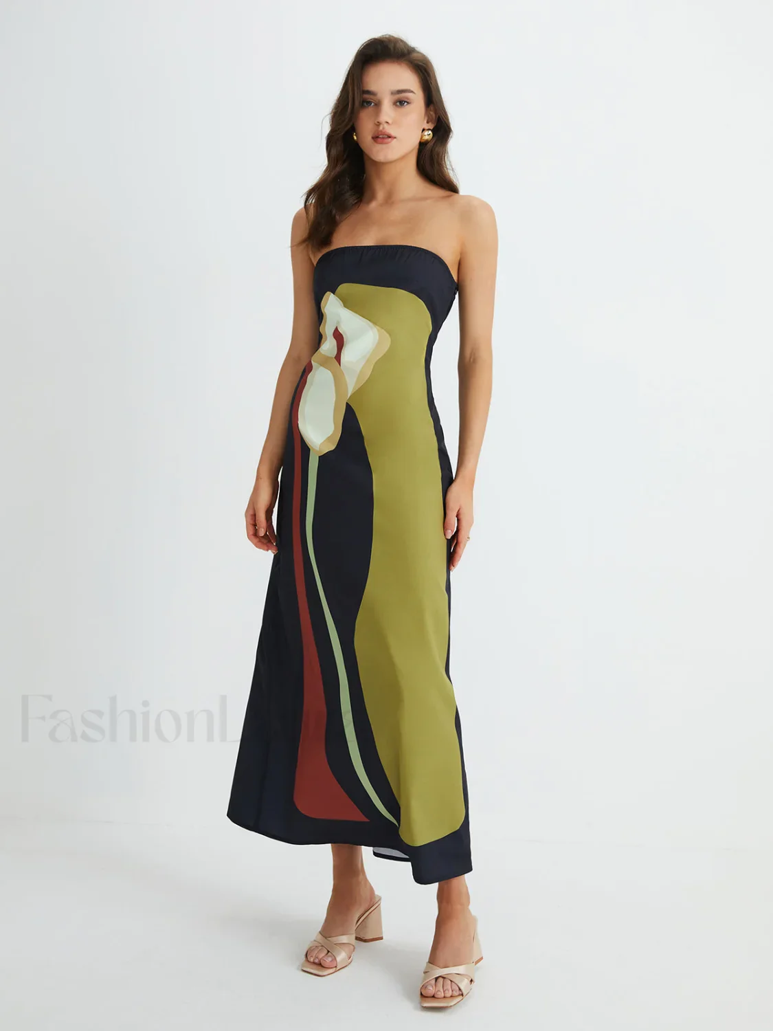 Large Floral Print Split Tube Maxi Dress - Image 4
