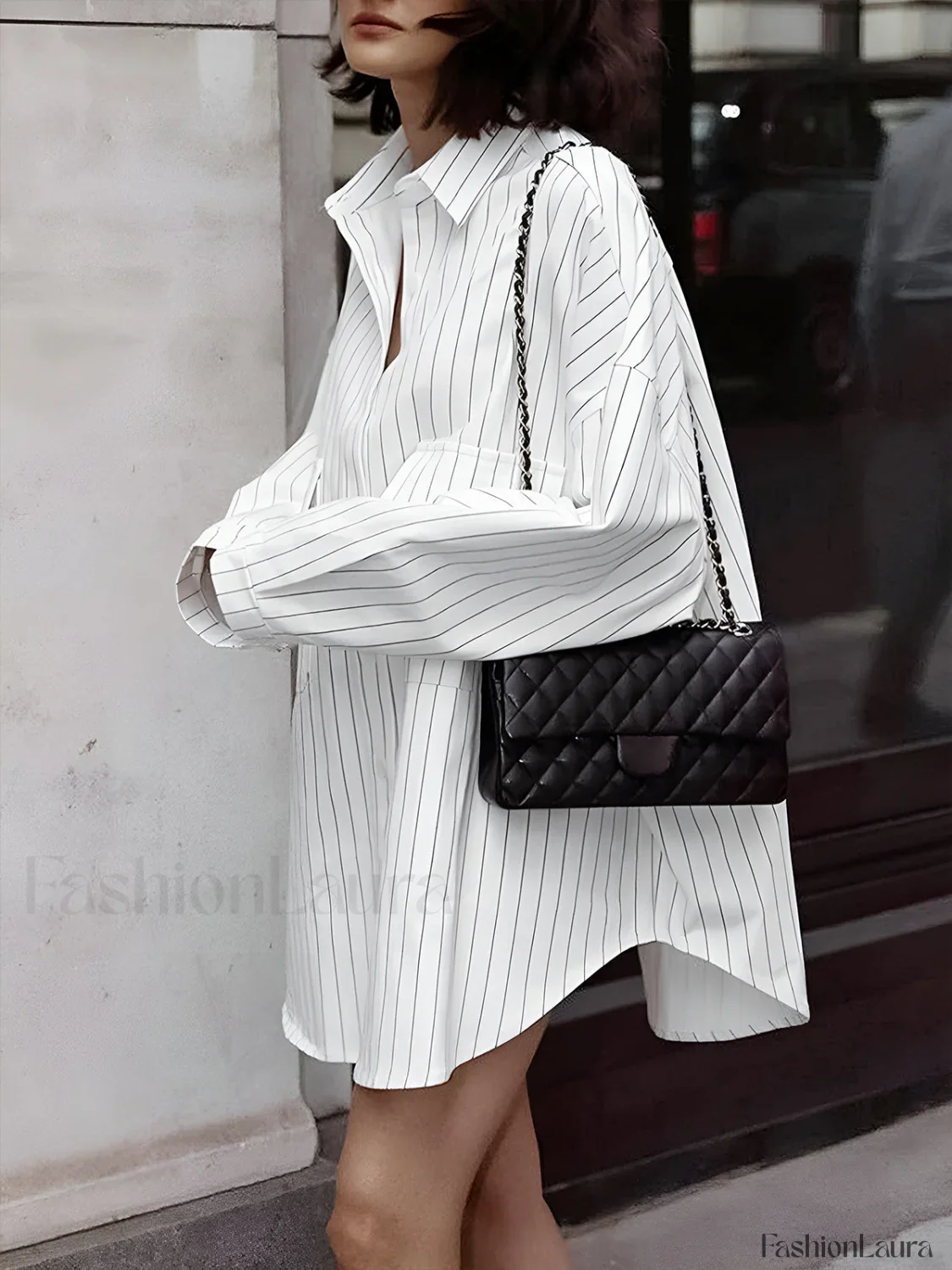 Oversized Striped Large Pockets Shirt - Image 11