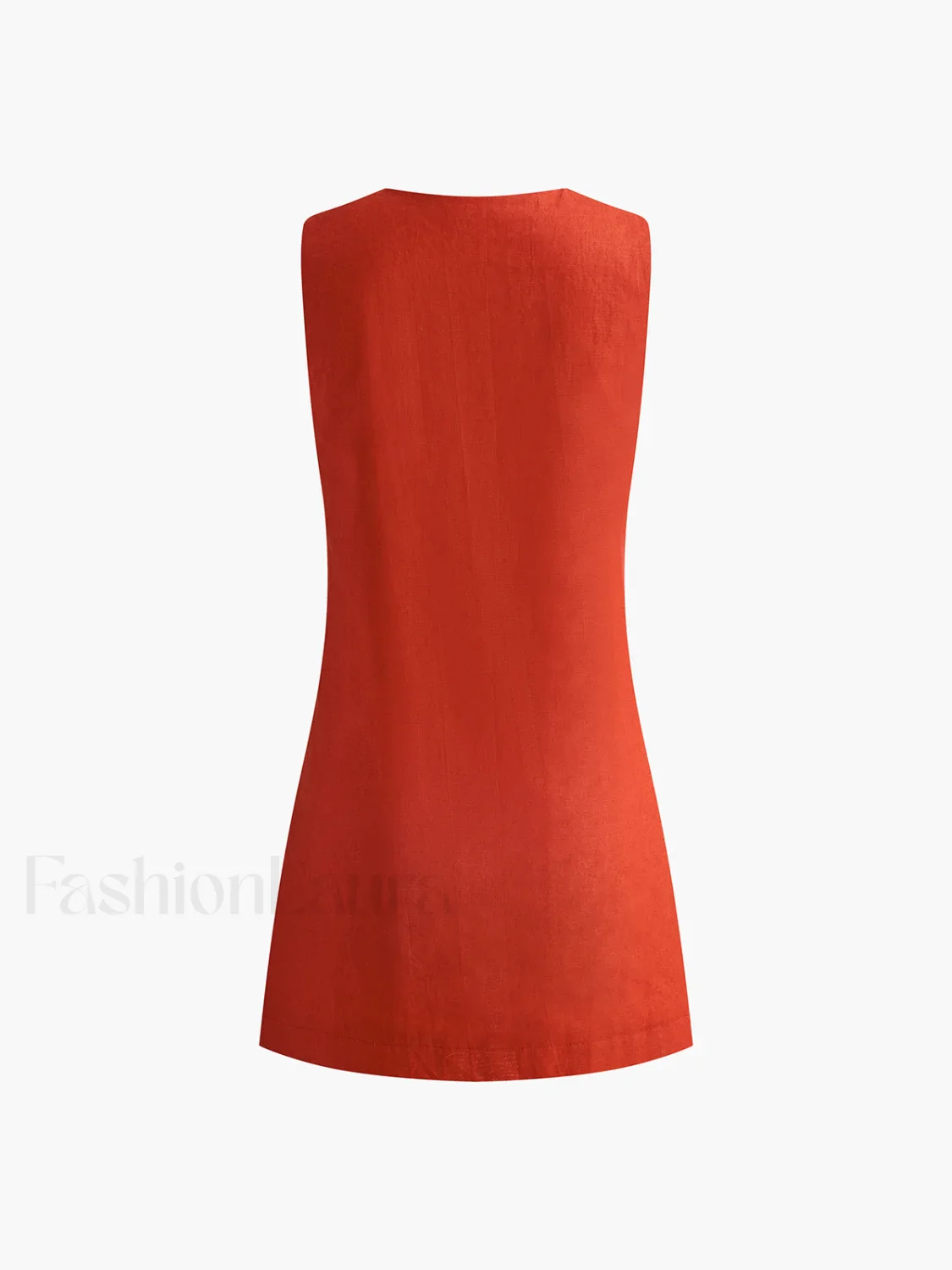 Cotton & Linen V-Neck Short Dress - Image 10