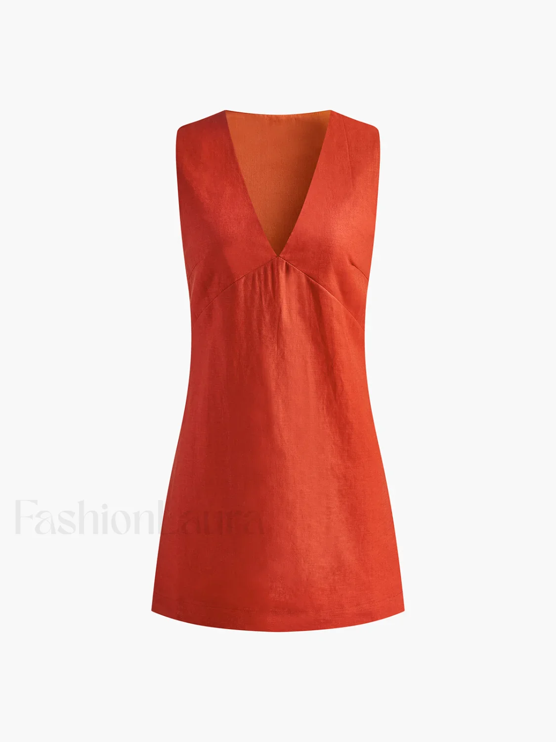 Cotton & Linen V-Neck Short Dress - Image 11