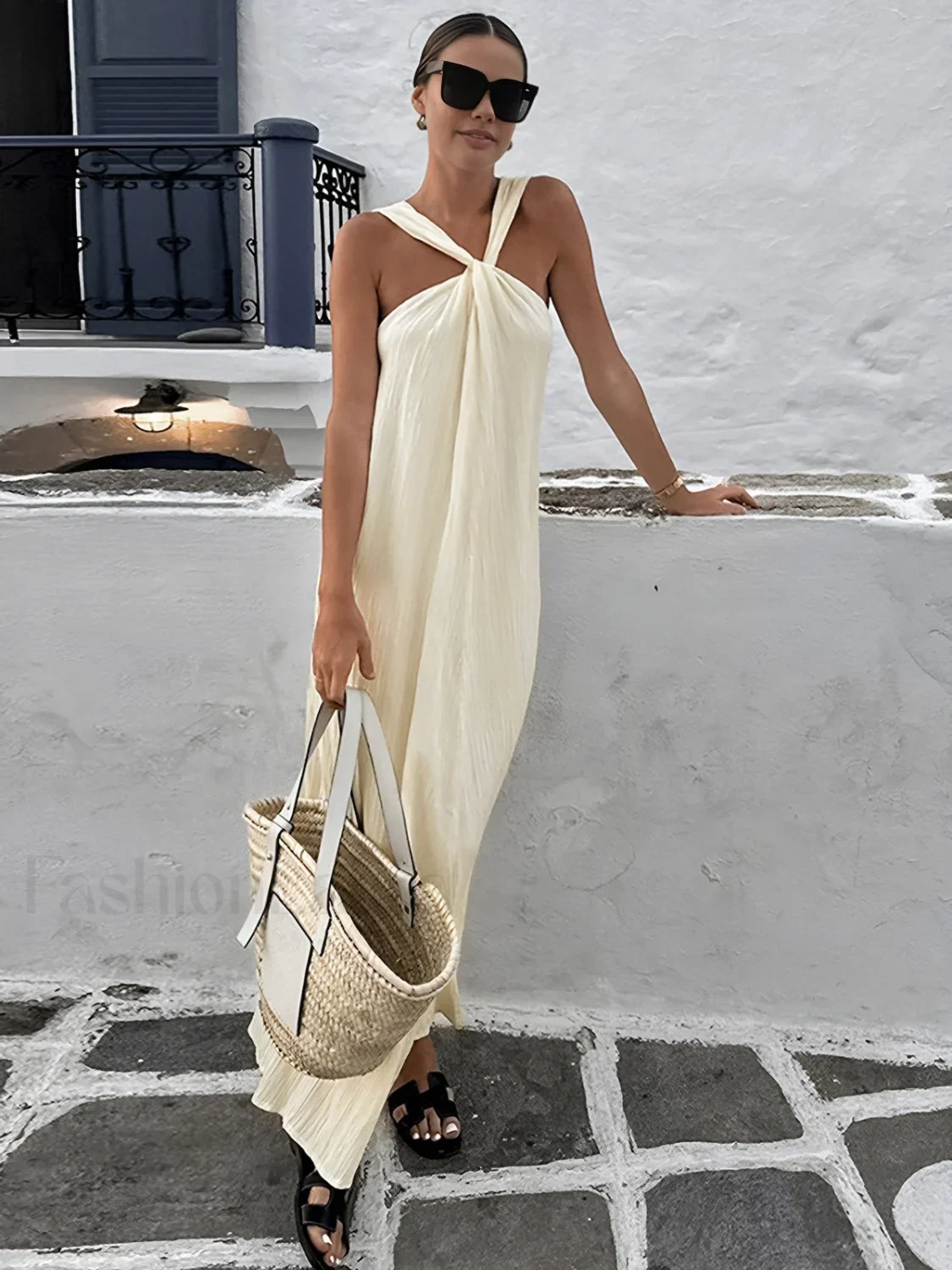 Creamy Halter Long Dress - Image 7