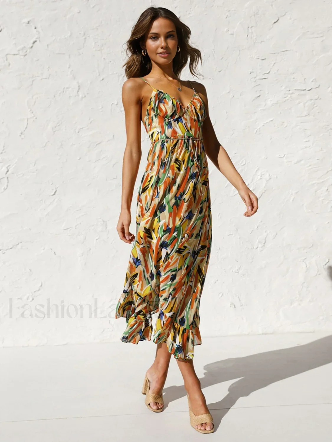 Multi Color Print Cami Midi Dress - Image 6