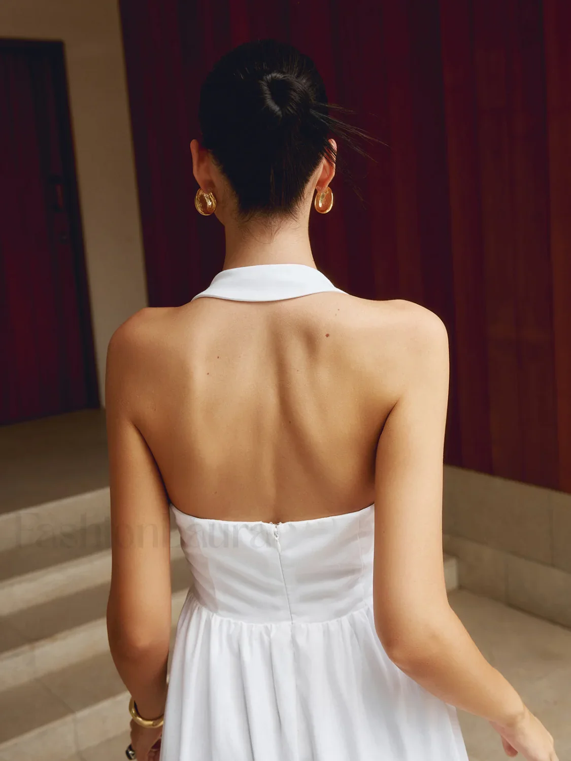 Cotton & Linen Halter A Line Long Dress - Image 6