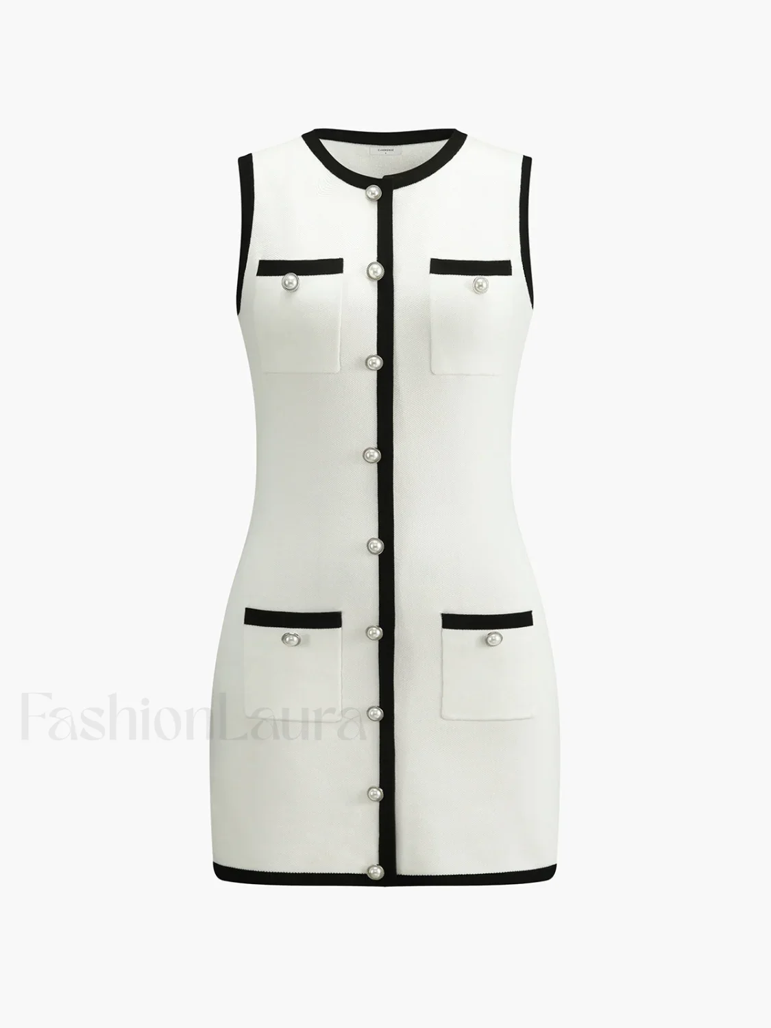 Multi Pocket Button Sleeveless Short Sweater Dress - Image 7