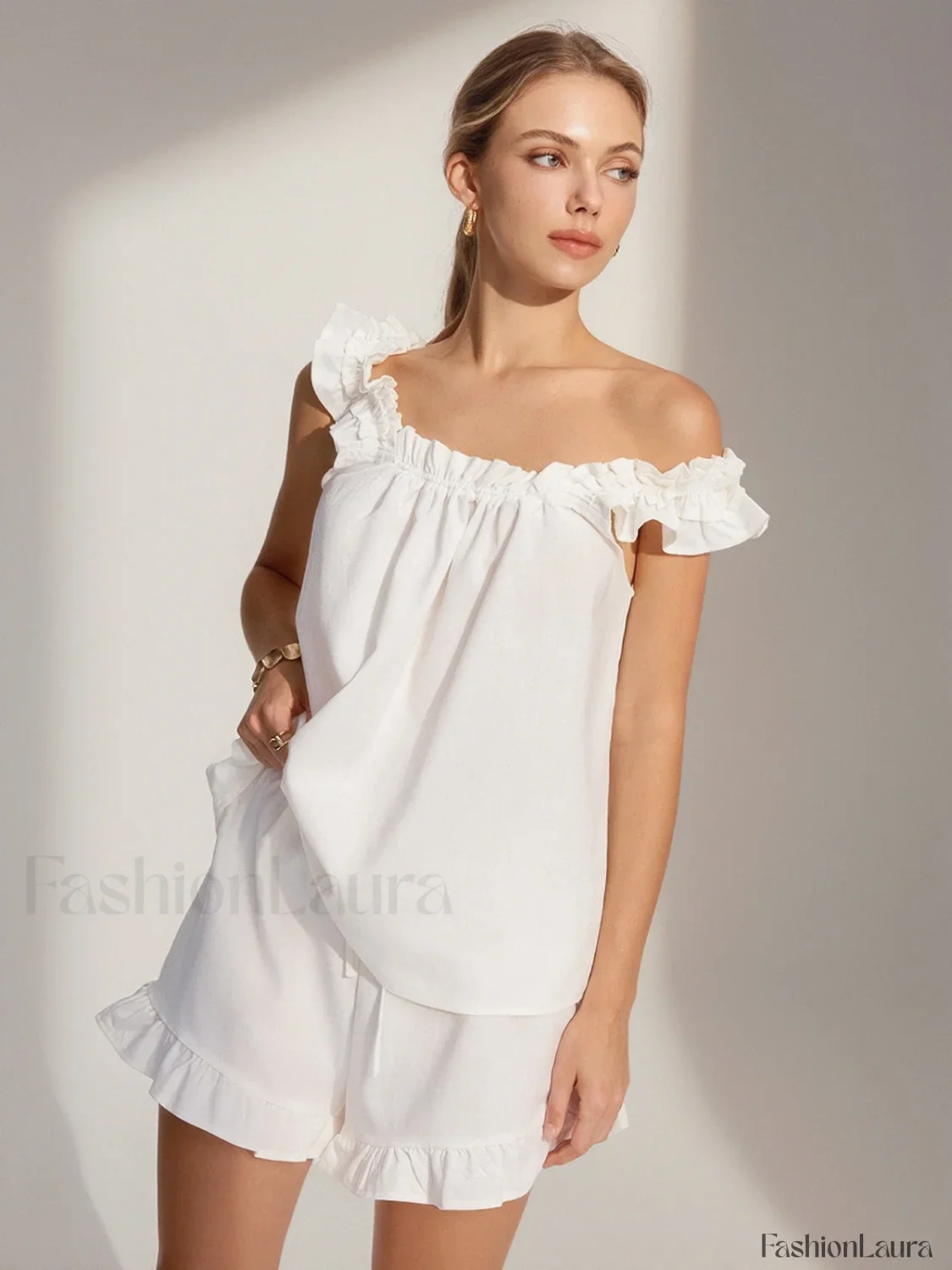 Pure Cotton Ruffle Shorts Set - Image 17