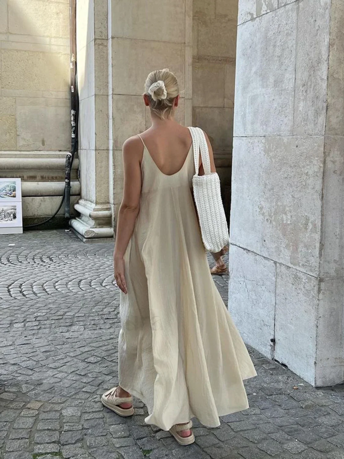 Double Layers V-neck Long Dress - Image 4