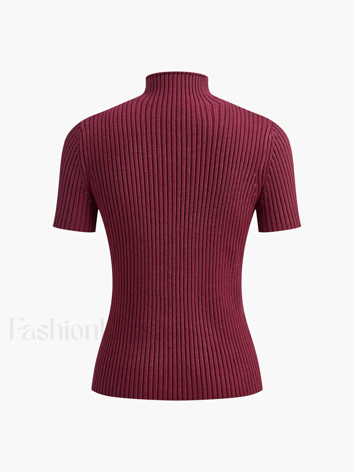 Solid High Neck Split Ribbed Knit Two Pieces Skirt Set - Image 20