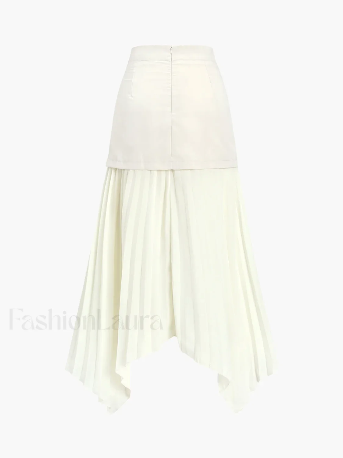 Patchwork Asymmetrical Pleated Buttoned Midi Skirt - Image 5