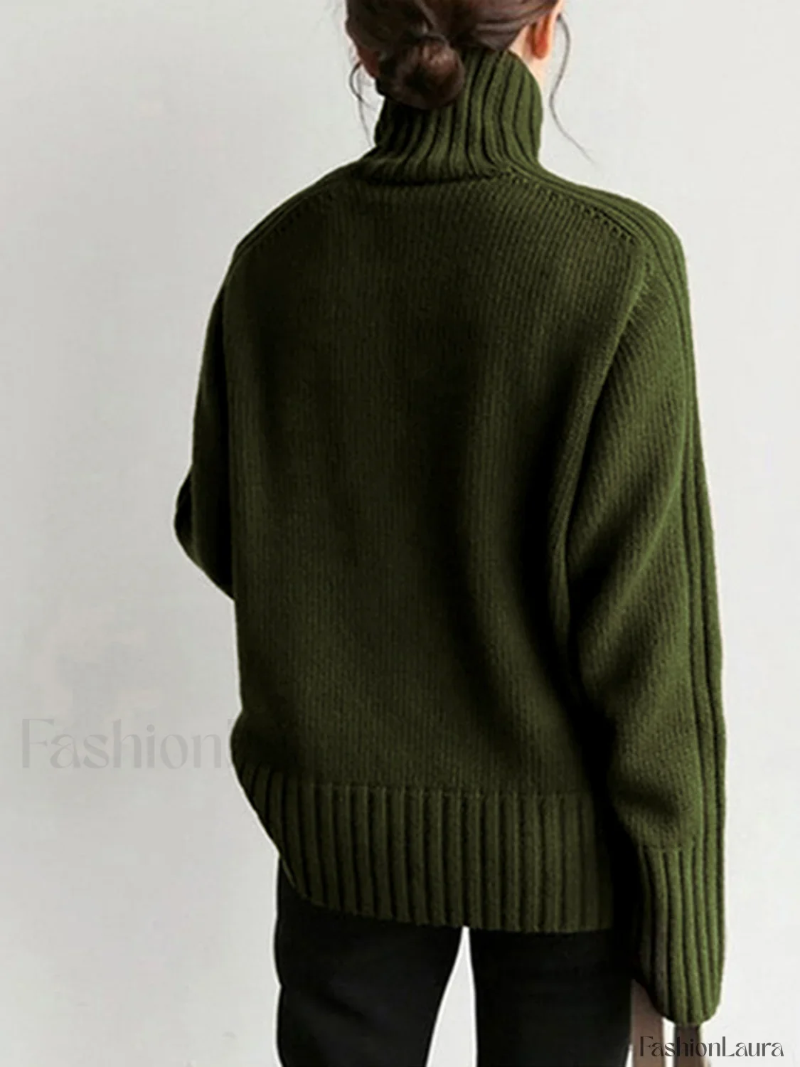 Solid High Neck Knit Sweater - Image 20